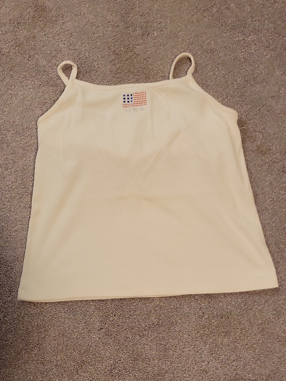 Cream Spaghetti-Strap Camisole with Stud Accent